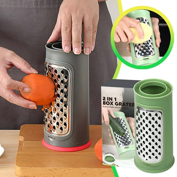Urbanstrive Stainless Steel Kitchen Handheld Grater for Cheese Vegetables and Potatoes with Ergonomic Handle and Container