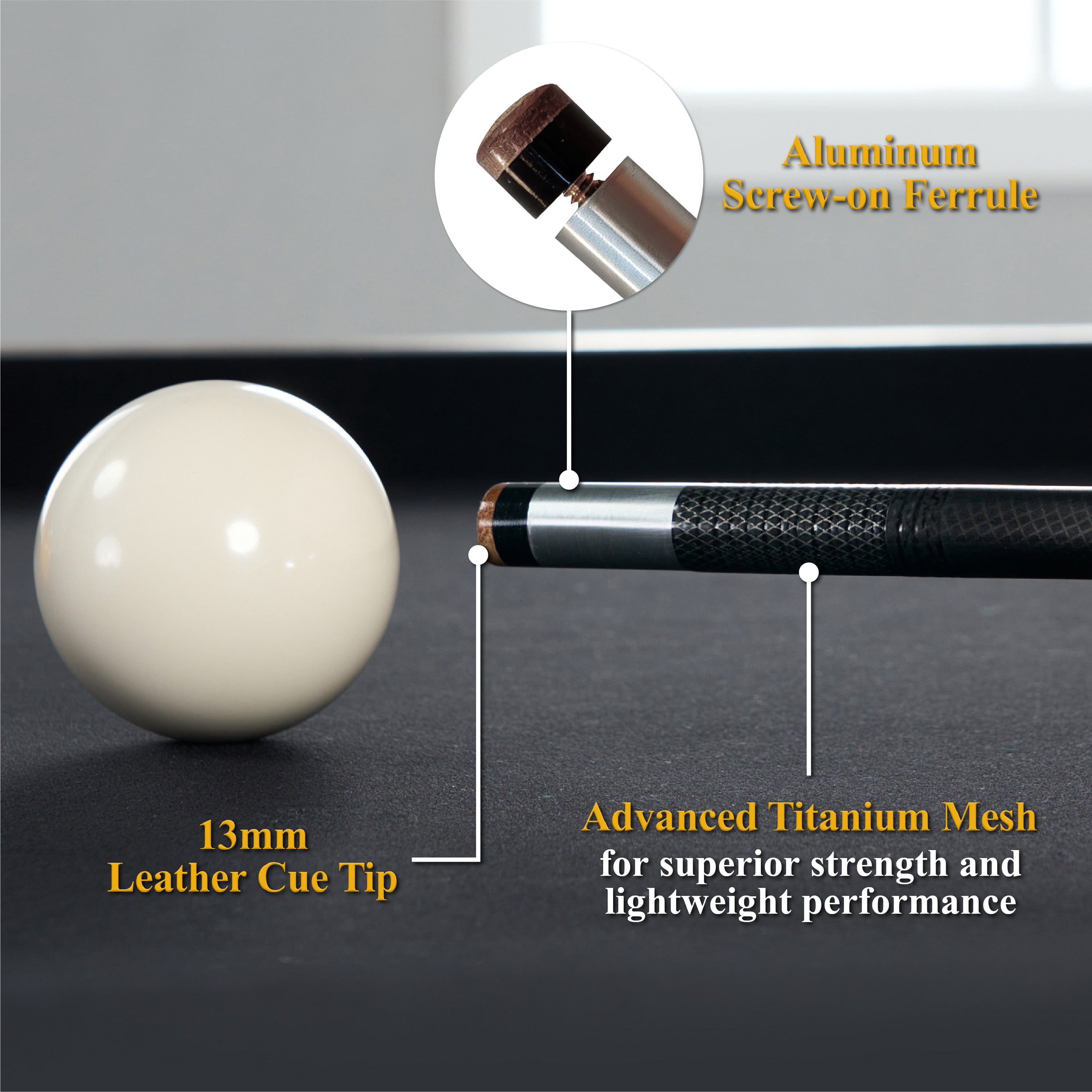 Barrington Billiards Titanium 58-inch Carbon Fiber Two-Piece Pool Cue with Quick-Release Joint and Anti-Slip Grip