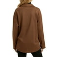 thumbnail image 5 of Faux Suede Shirts for Women Long Sleeve Casual Button Down Shirt Top Brown, 5 of 8