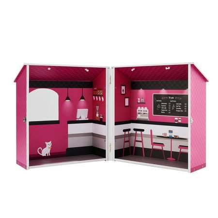 Teamson Kids - Dreamland City Café 12" Doll House - Pink / White / Black