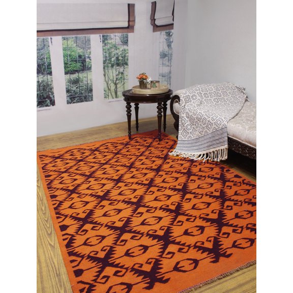 Elan Asbagh Orange/Drk. Brown Rug, 4'10" x 6'9"
