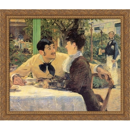 Chez Le P?re Lathuile 34x28 Large Gold Ornate Wood Framed Canvas Art by Edouard Manet