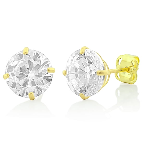 VINALI 14K Solid Yellow Gold Big Womens 2.55ct Cz Round Stud Earrings