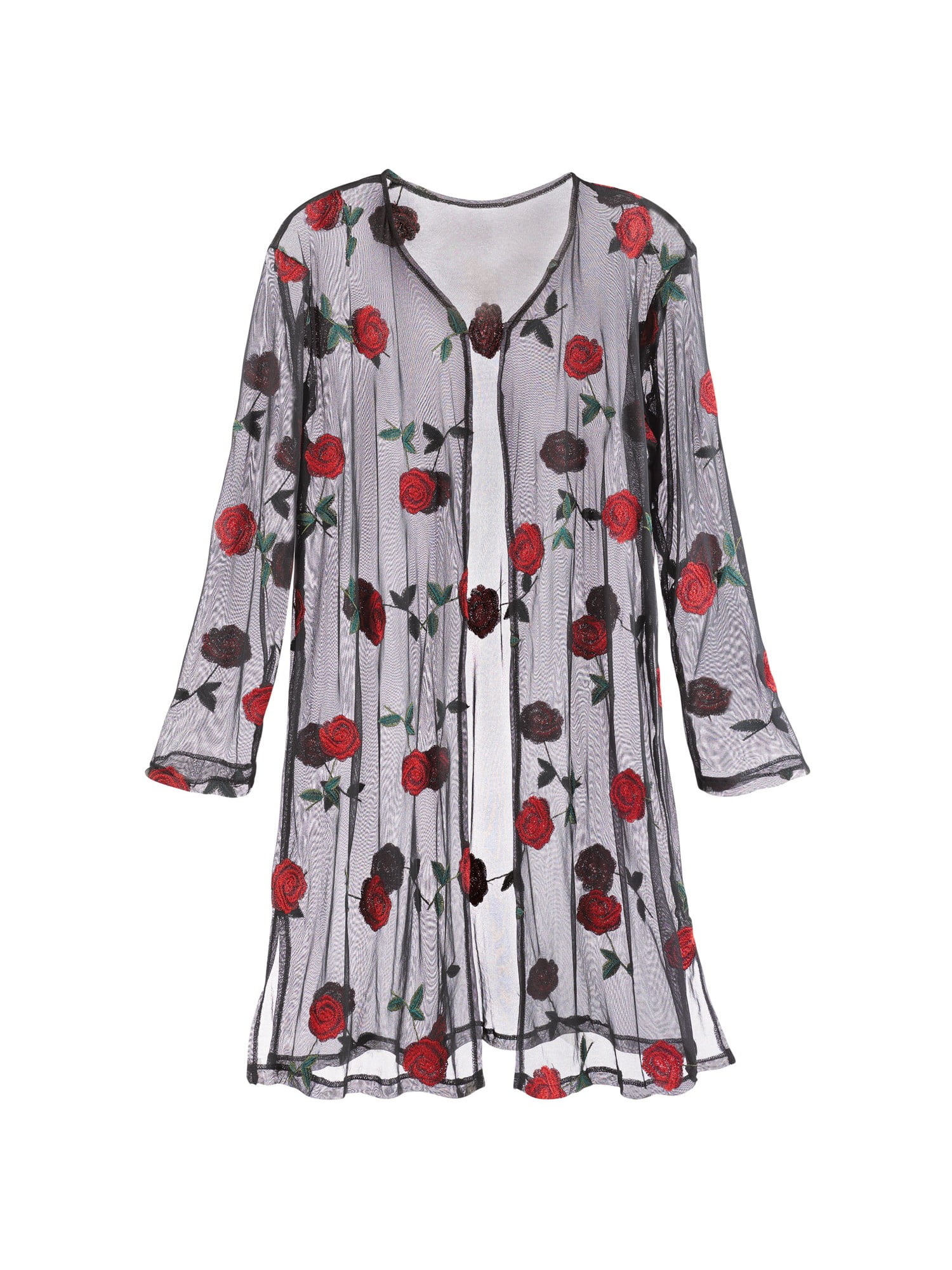 black mesh top with roses