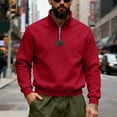 thumbnail image 3 of Miluxas Mens Quarter Zip Pullover Sweaters Casual Slim Fit Knit Texture Sweater Red, 3 of 8