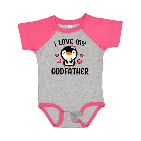 

Inktastic I Love My Godfather with Cute Penguin and Hearts Gift Baby Girl Bodysuit