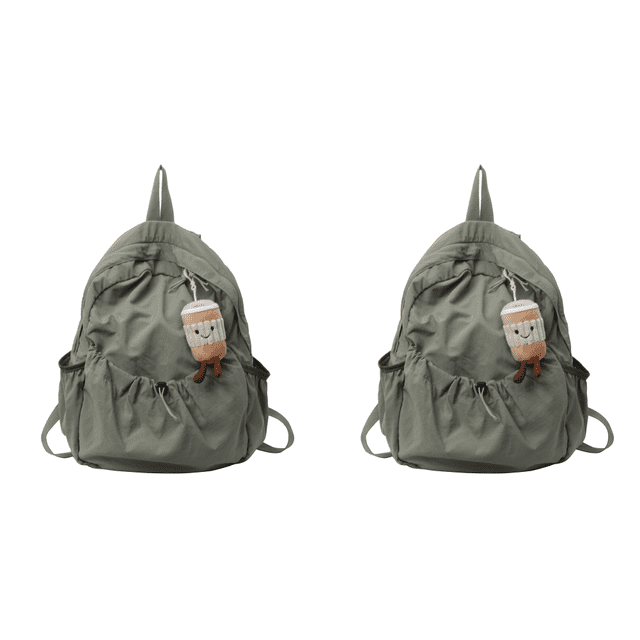 Mochila para Mujer Plisada Nailon Con Múltiples Bolsillos () Verde