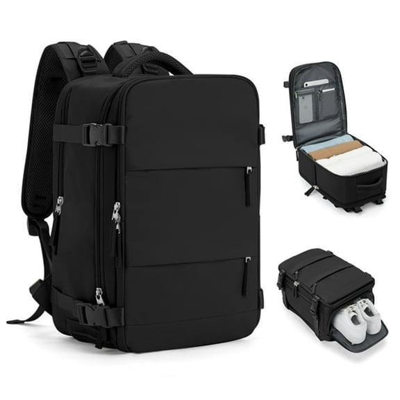 GASTROPOD Large Travel Backpack for Women Airplane Approved,Carry on Backpack for Men Personal Item Travel Bag,Waterproof Laptop Backpack Casual Daypack with Shoes Compartment