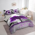 thumbnail image 3 of jejeloiu Purple Tree Artwor Bedding Comforter Set 7 Pieces,Rustic Mountain River Full Bedding Set,Romantic Theme Fitted Sheet Flat Sheet For Adults,Luxury Bedroom Decor Reversible, 3 of 8