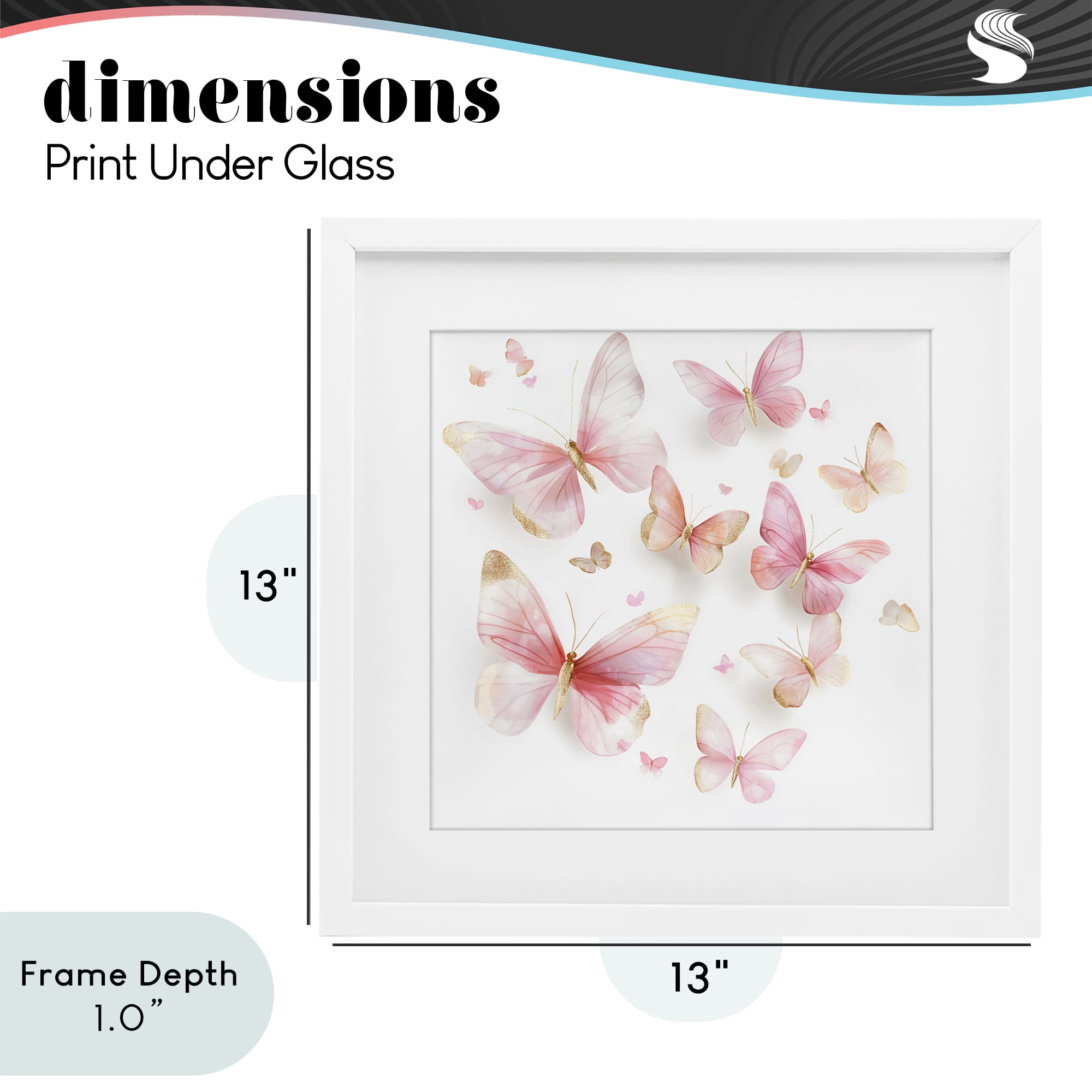 Stupell Industries Pink & Gold Butterfly Rabble White Framed Print Under Glass, design by Creative Studio