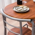 thumbnail image 4 of UHOMEPRO 3 PCS Dining Table Set, Wooden Dining Set with Metal Frame and Shelf Storage, Dining Room Table Set with 2 Chairs, Small Kitchen Table Set, Restaurant Breakfast Bistro Home Furniture, Brown, 4 of 8
