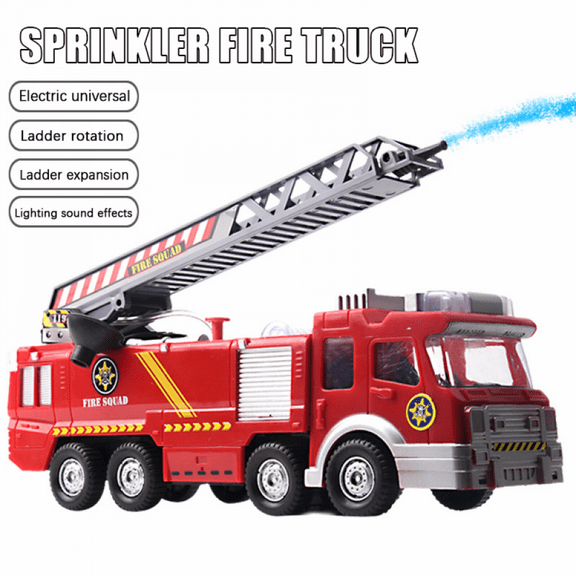 Fire Truck Toy with Flashing Lights & Spray Water for Kids, Fire Engine Toys for Boys Girls Pretend Play Christmas Birthday Gifts