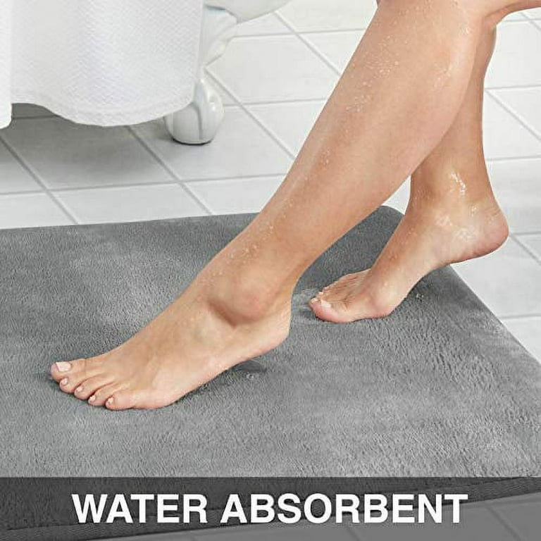 Genteele Memory Foam Bath Mat Non Slip Absorbent Super Cozy Velvet Bathroom  Rug Carpet (20 inches X 32 inches, Grey)