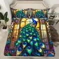 thumbnail image 2 of jejeloiu Cute Peacock Full Sheet Set,Boho Vintage Glass,Cozy Decor For Kids,4-Piece, 2 of 7