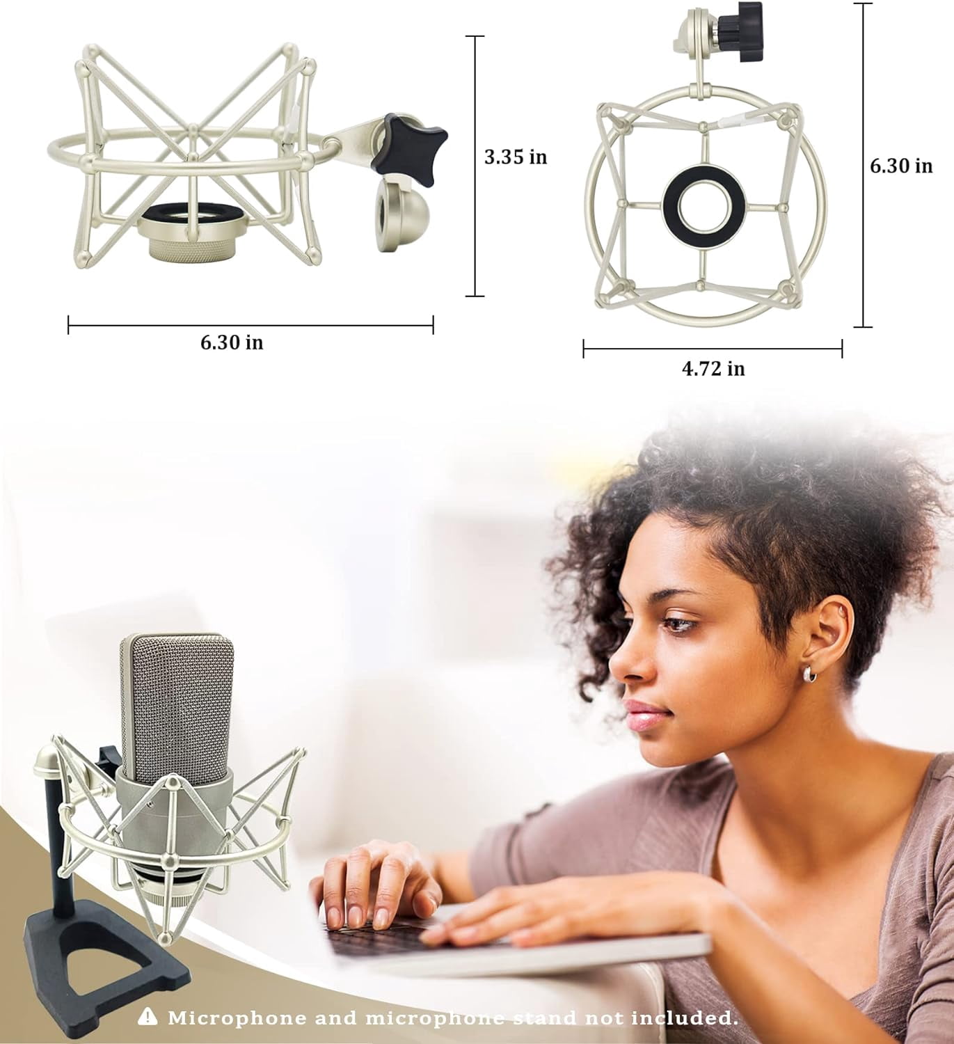 103 Shock Mount - Microphone Mount Compatible for 103 M147 Condenser Mic by ,Silver suitable for daily singing, voice-over