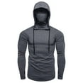 thumbnail image 2 of BXINGOHAI Hooded Sweatshirts With Mask For Men Solid Pullover Shirts Outdoor Casual Hoodies Tactical Fishing Sweatshirt Gray,M, 2 of 5