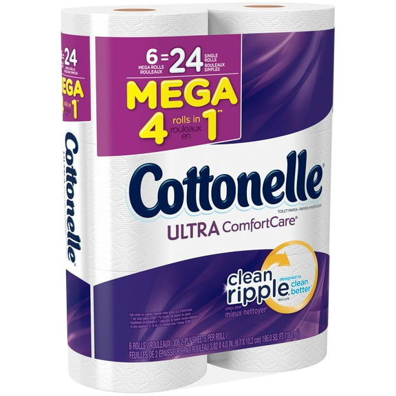 Cottonelle Ultra Comfort Care Toilet Paper, 6 Mega Rolls