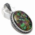 thumbnail image 2 of Natural Copper Zosite Gemstone 925 Steling Silver Jewelry Pendant 2.21", 2 of 2