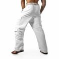thumbnail image 4 of Cargo Pants For Men Casual Elastic Waist Pants With Pockets Relaxed Fit Spring Summer Beach Yoga Travel Lounge Trousers, 4 of 4