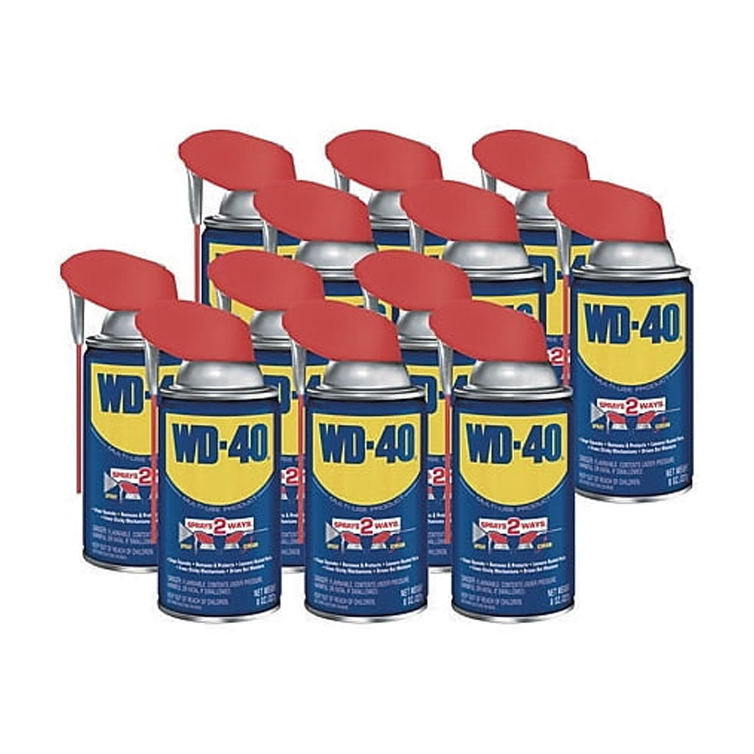 12 Pack - WD-40 Original Formula, Multi-Use Product with Smart Straw Sprays 2 Ways, Stops Squeaks, Protects Against Corrosion, Loosens Rusted Parts, Frees Sticky Mechanisms, Drives Out Moisture, 8 OZ
