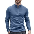 thumbnail image 2 of Men's Slim Fit Quarter Zip Mock Neck Pullover Sweater Casual Basic Long Sleeve Knit Stylish Sweatshirts Undershirt Tops (2XL, Dark Blue), 2 of 7