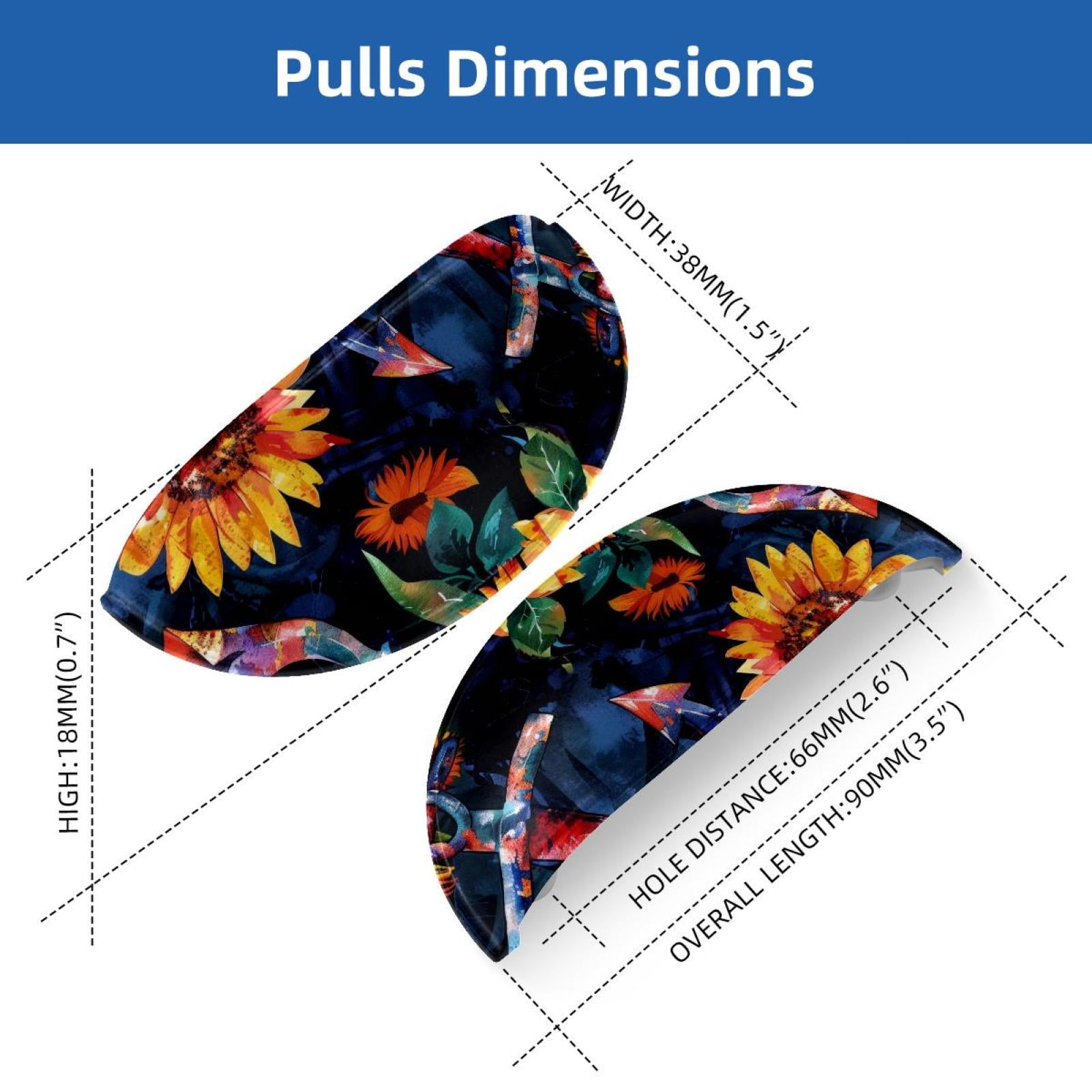 PhooArto 6 Pcs Cup Drawer Pulls, Colorful Anchors Sunflowers Pattern Shell Shape Handles Cabinet Knobs for Dresser Cupboard Closet Wardrobe with Screws