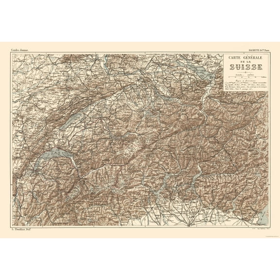 Historic Map - Switzerland - Swiss Guide 1917 - 32.75 x 23 - Vintage Wall Art