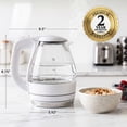 thumbnail image 6 of OVENTE 1.5L Glass Electric Kettle Water Boiler, White KG83W | 1100W Fast Boiling, Borosilicate Glass, BPA-Free, Blue LED, Auto Shut-Off, Boil-Dry Protection, Removable Filter, 360° Base, 6 of 8