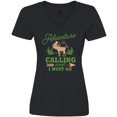 thumbnail image 3 of Inktastic Vintage Adventure is Calling and I Must Go with Moose Women's V-Neck T-Shirt, 3 of 5