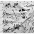 thumbnail image 2 of Soimoi Musical Instruments Print, Silk Fabric, Decor Sewing Fabric by The Yard 42 Inch Wide,Decorative Fabric for Shirts Suits Ties, White & Black, 2 of 5