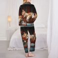 thumbnail image 3 of KLL Cat Asleep Among Flowers Print Women's Long Sleeve Pajamas with Pants Sleepwear Loungewear 2 Set-Small, 3 of 8