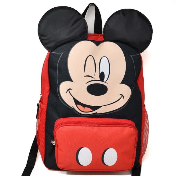 Mickey Mouse 16" Backpack with Ears With 2 Mesh Side Pockets