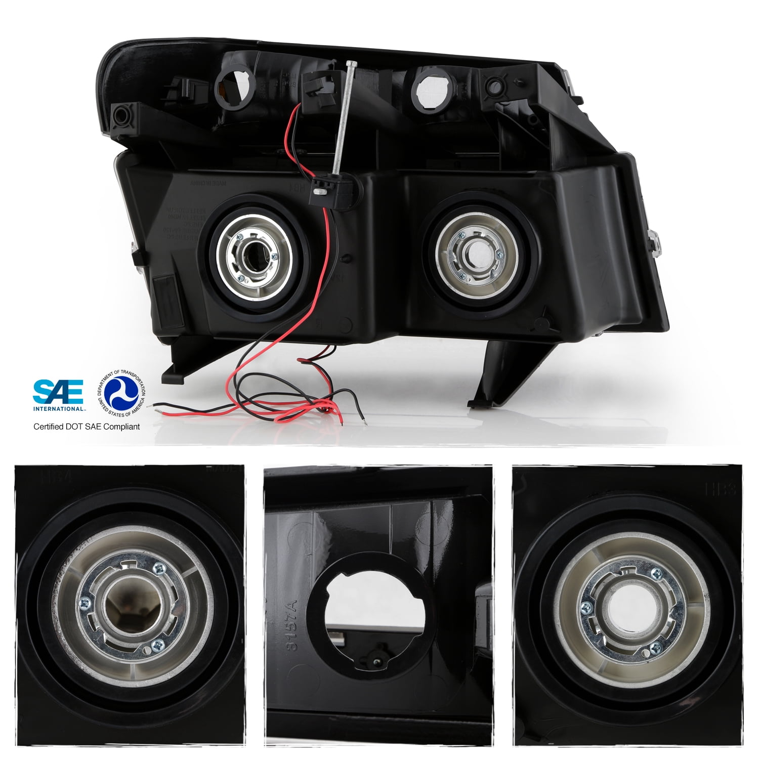 AKKON - Fits 2004-2012 Chevy Colorado / GMC Canyon 06-08 Isuzu i-Series [LED Tube Parking] Black Headlights Headlamp Pair LH+RH