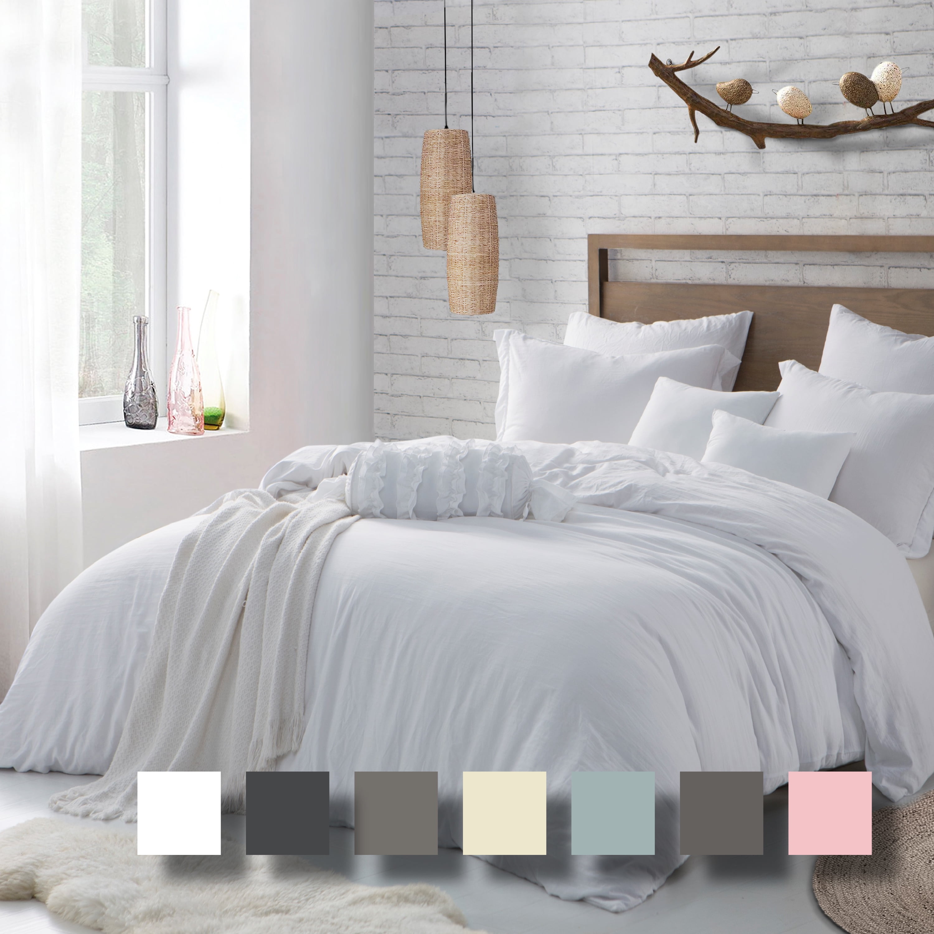 Swift Home Ultra Soft Crinkled Texture PreWashed Duvet Cover & Sham