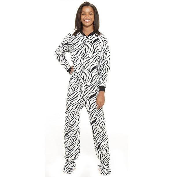 Footed Pajamas Footed Pajamas Zebra Stripes Kids Fleece Onesie