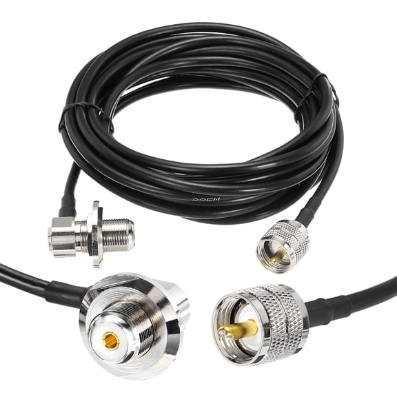 Uxcell 1PCS RG58 Coaxial Cable 15ft/4.6 M, UHF PL-259 Male to UHF SO 239 Female Coax Cable 50 Ohm