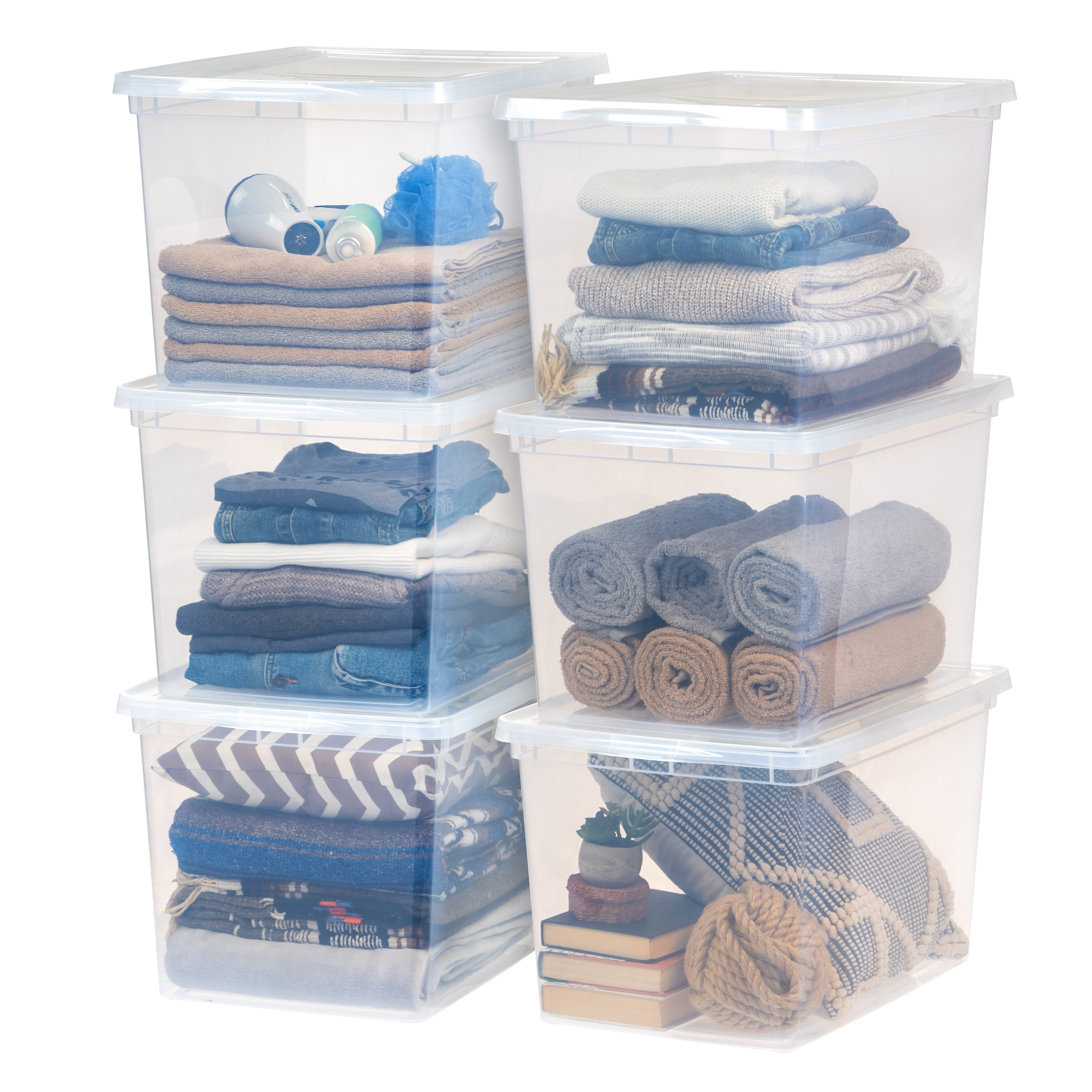 Mainstays 17 Quart Plastic Stackable Closet Storage Box - Clear