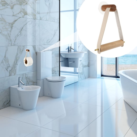 NICEXMAS Multi Functional White Wall Holder for Toilet Paper and Towels Wooden Material