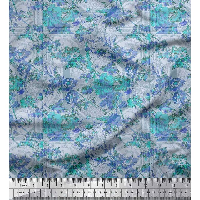 Soimoi Cotton Poplin Fabric Leaves & Texture Decor Fabric Printed Yard 42 Inch Wide