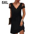 thumbnail image 4 of Qarigey Vestido de manga corta para mujer Cena elegante Graduación universitaria Baile Verano Boda Cumpleaños Ropa diaria Ropa de oficina Vestidos Negro 5XL Qarigey AP010367-24, 4 of 5