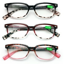 3 Pairs of Women Classic Reader With Spring Hinges - Half Translucent Tortoise Reading Glasses Magnification 3.00