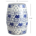 thumbnail image 5 of JONATHAN Y Lotus Flower 17.8" Chinoiserie Ceramic Drum Garden Stool, Blue/White, 5 of 6