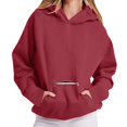 thumbnail image 4 of Women's Oversized Casual Hoodie, Long Sleeve Sweatshirt with Pockets, Red, 4 of 5