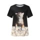 thumbnail image 4 of Camiseta informal para mujer con estampado de gato y cuello redondo, blusa de manga corta, Tops Fridja  bn4667, 4 of 5