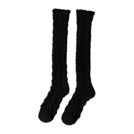 

Cptfadh Winter Women Coral Socks Middle Tube Sleeping Home Solid Calf Socks