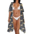 thumbnail image 4 of SCRAWLGOD Horse Print Womens Swimsuit Coverup Loose Open Front Beach Cover Up Quick Dry Lightweight Bathing Suit Cover Up, 4 of 6