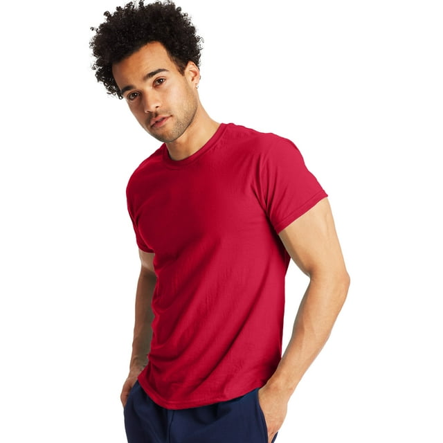 Hanes T-Shirt à Manches Courtes Col Rond pour Hommes X-Temp Lot de 2, TG, Rouge Profond