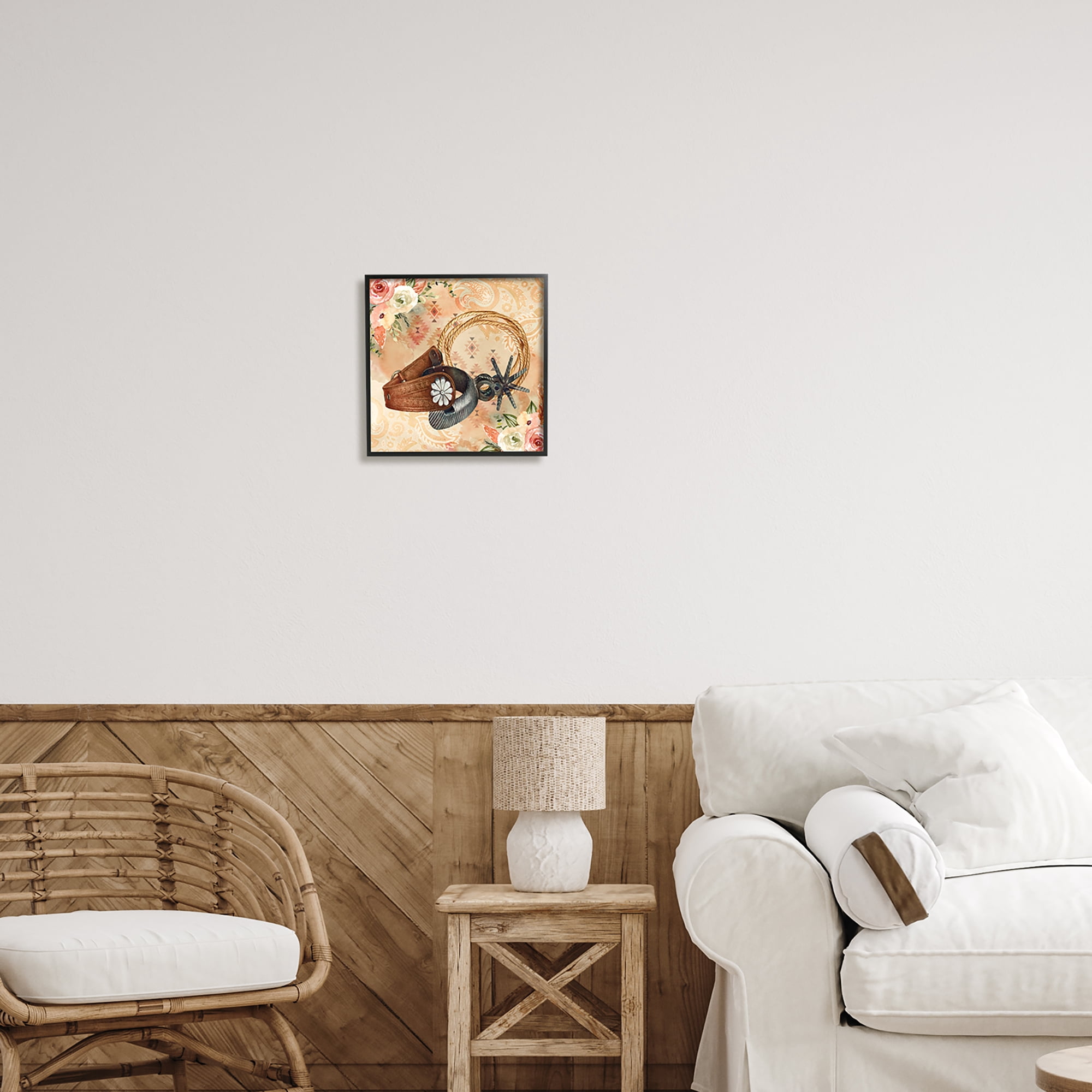 Stupell Cowboy Spurs Floral Roses Beauty & Fashion Painting Black Framed Art Print Wall Art