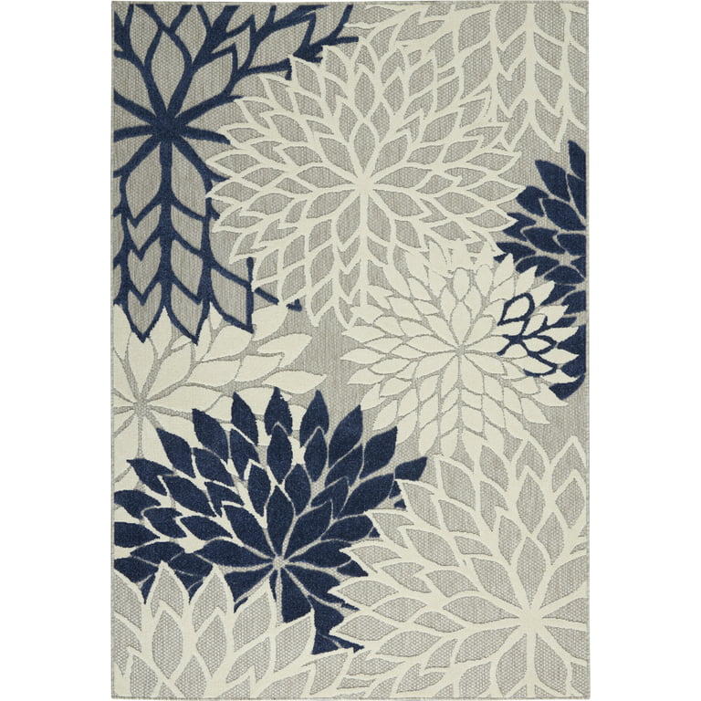 Dowd Floral Blue/Gray/Ivory Indoor/Outdoor Area Rug Bay Isle Home Rug Size: Rectangle 7'10 x 10