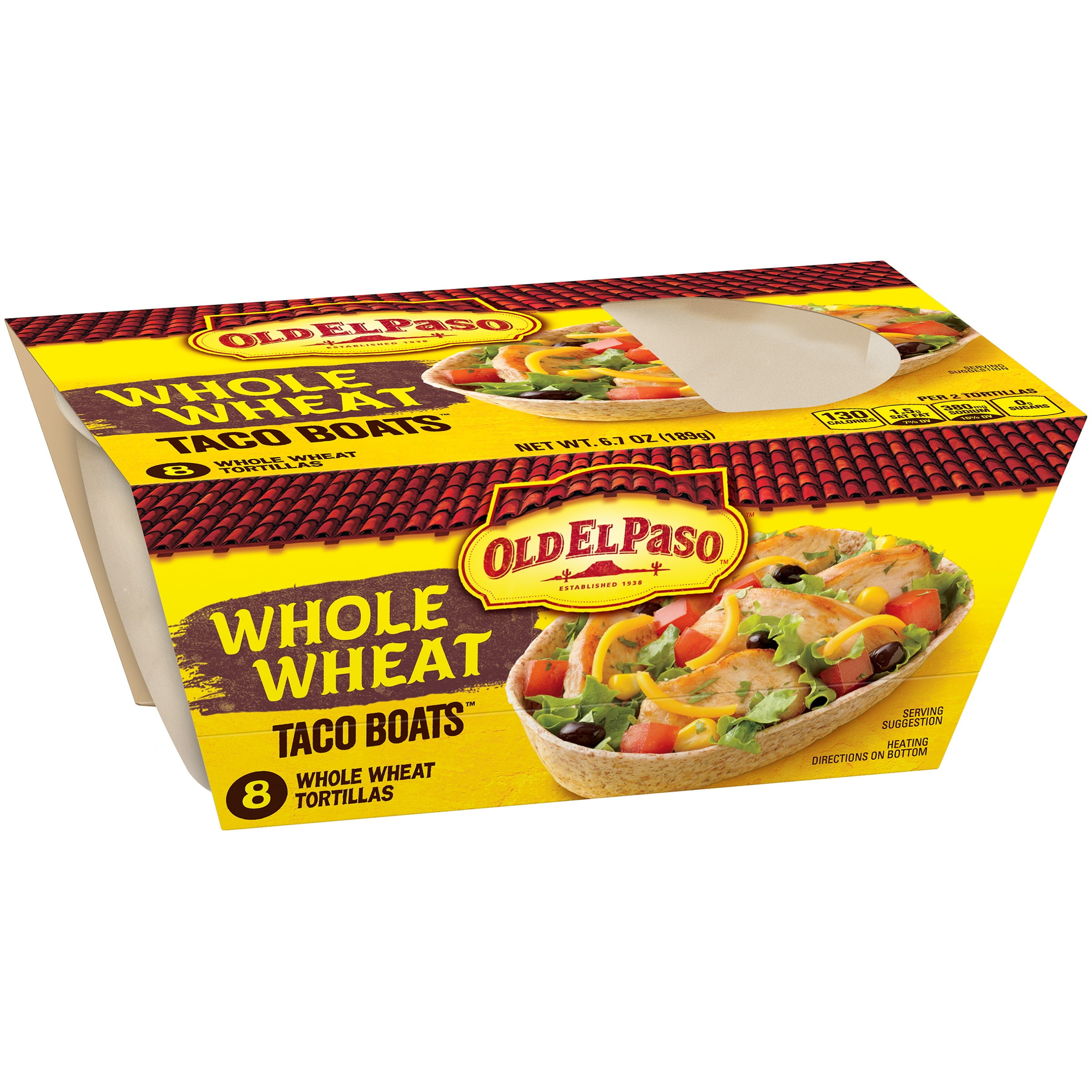 Old El Paso Taco Boats Whole Wheat Tortillas, 8 ct, 6.7 oz by General Mills Sales, Inc.